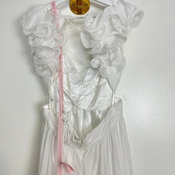 MAC DUGGAL Rosette Chiffon Cutout Empire Waist Gown in White Size US 8 - Picture 9 of 12